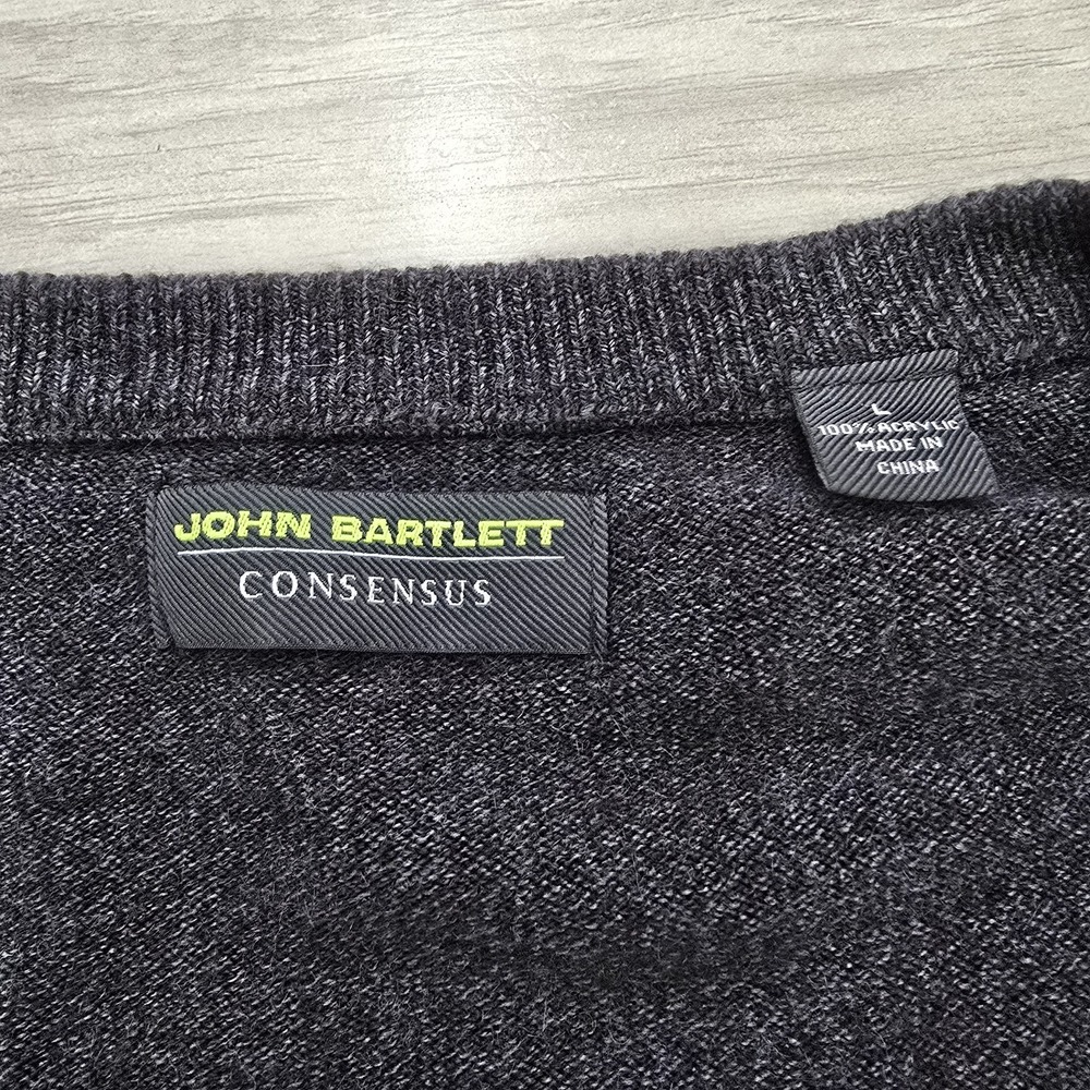 John Bartlett Consensus Sweater V Neck Pullover Gray Acrylic Mens Large - Picture 4 of 8